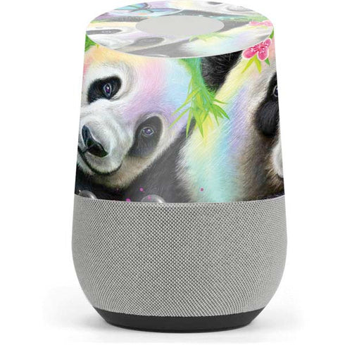 Rainbow Pandas with Butterflies by Sheena Pike Google Home Skin